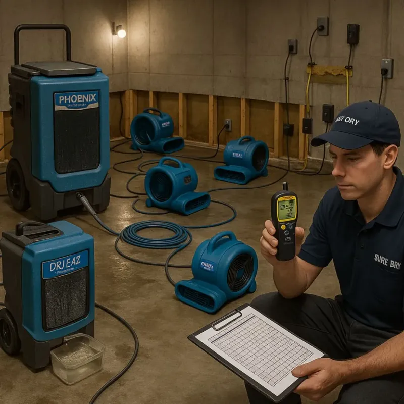 Structural Drying and Dehumidification process in Belmont, MA